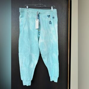 NWT LoveShackFancy Blue Tie-Dye Joggers, Size M